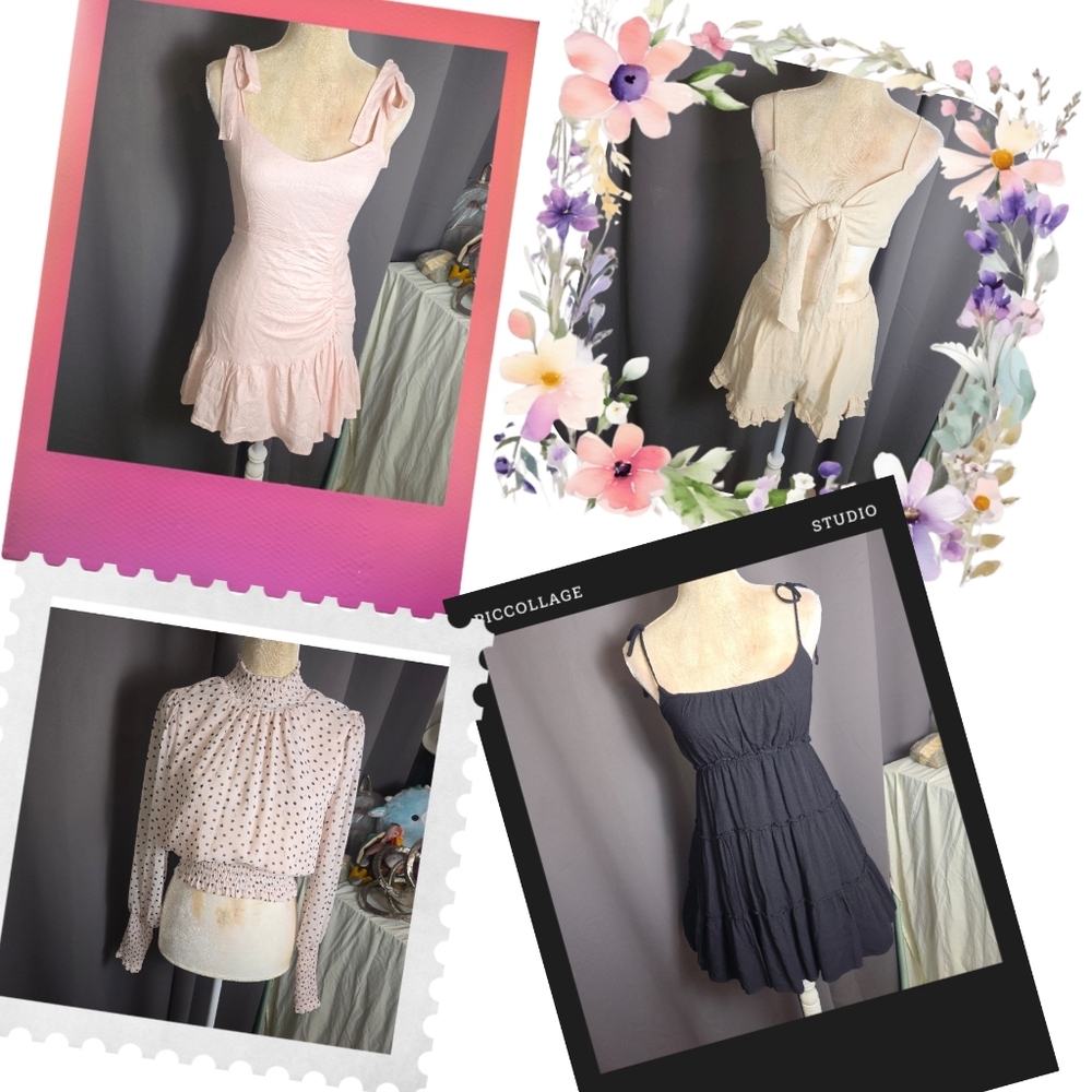 Forever 21 Women’s Clothes Bundle Small 4pc Dresses & Blouse Y2K Mini Lot